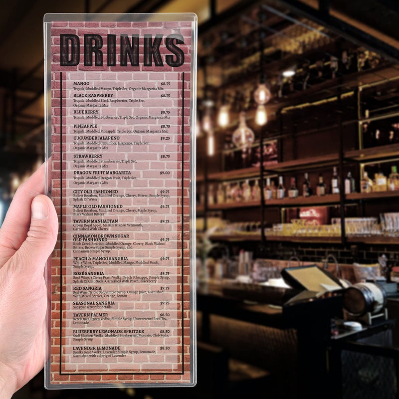 STORE SMART - Plastic 2-View/Single Pocket Menu: 4 1/4" x 11" - 10-pack - Open Short Side - Made in USA - PE3061S-MENU-10 - Image 2